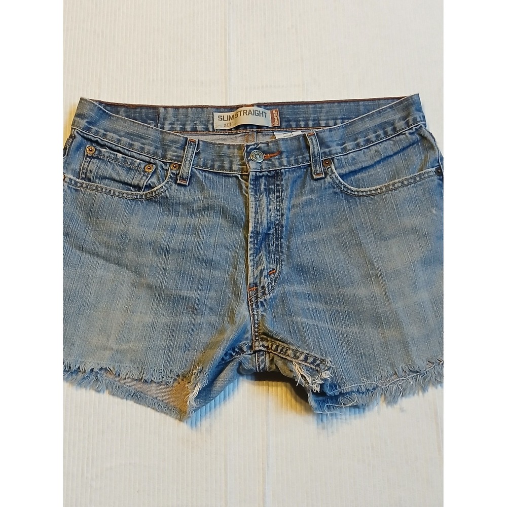 Levis 514 Slim Straight Cutoff Denim Shorts Light Wash Blue W34 3.5 Inseam